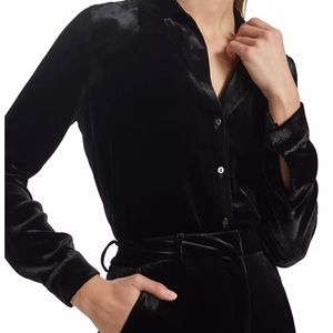 NWT L’Agence Black Velvet Button Down Blouse Size XS